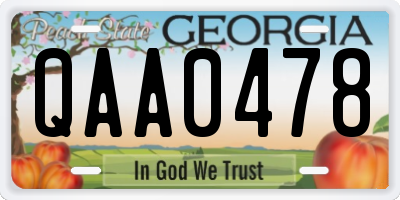 GA license plate QAA0478