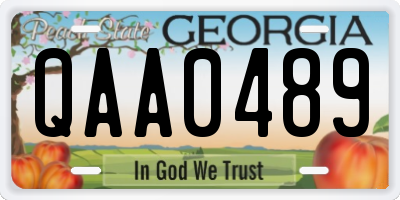 GA license plate QAA0489