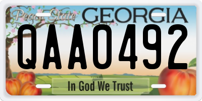 GA license plate QAA0492