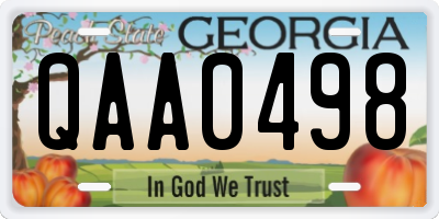 GA license plate QAA0498
