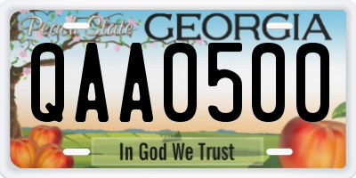 GA license plate QAA0500