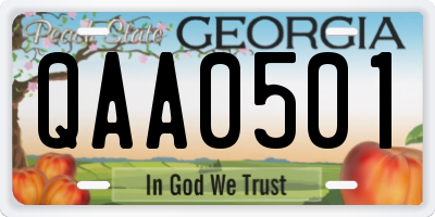 GA license plate QAA0501