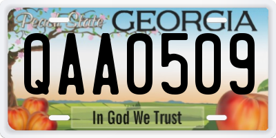 GA license plate QAA0509