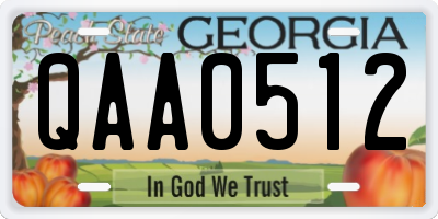 GA license plate QAA0512