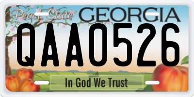 GA license plate QAA0526