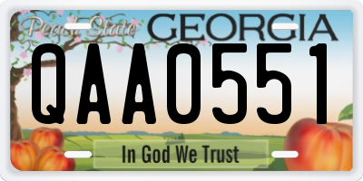 GA license plate QAA0551
