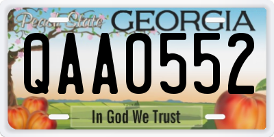 GA license plate QAA0552