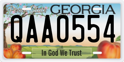 GA license plate QAA0554