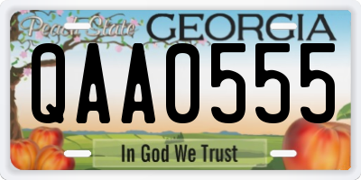 GA license plate QAA0555