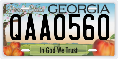 GA license plate QAA0560