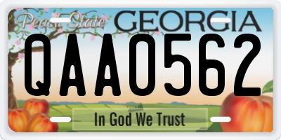 GA license plate QAA0562