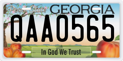 GA license plate QAA0565
