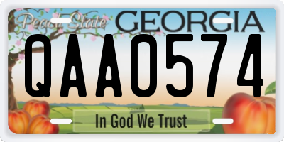 GA license plate QAA0574