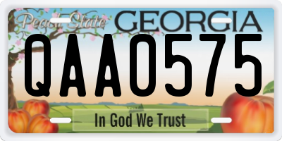 GA license plate QAA0575