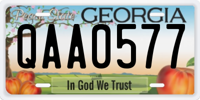 GA license plate QAA0577