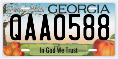 GA license plate QAA0588