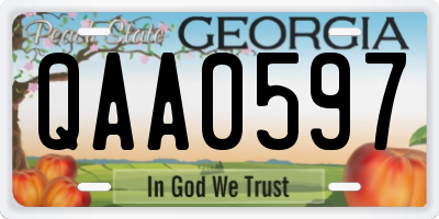 GA license plate QAA0597