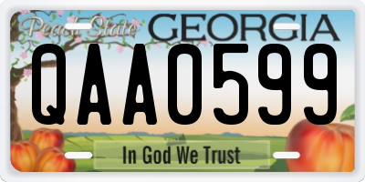 GA license plate QAA0599