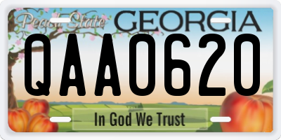 GA license plate QAA0620