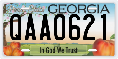 GA license plate QAA0621