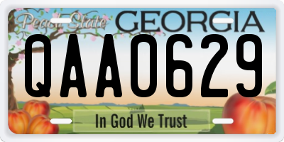 GA license plate QAA0629