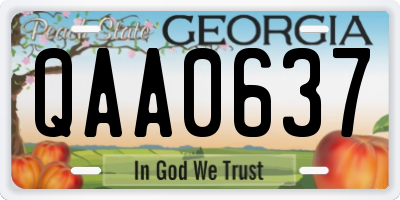 GA license plate QAA0637