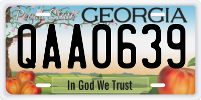 GA license plate QAA0639
