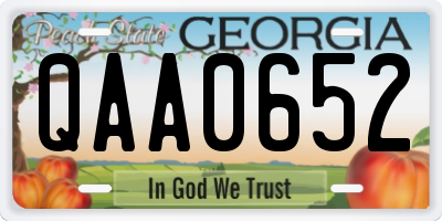 GA license plate QAA0652
