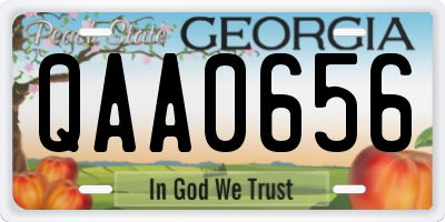 GA license plate QAA0656