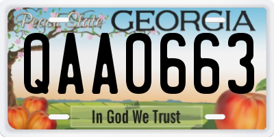 GA license plate QAA0663
