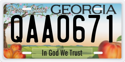 GA license plate QAA0671