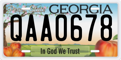 GA license plate QAA0678