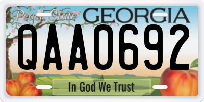 GA license plate QAA0692