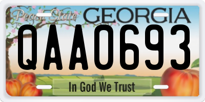 GA license plate QAA0693