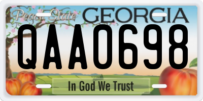 GA license plate QAA0698