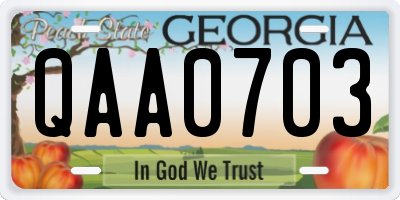 GA license plate QAA0703