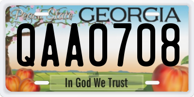 GA license plate QAA0708