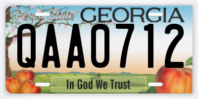 GA license plate QAA0712