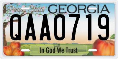 GA license plate QAA0719