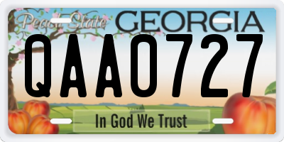GA license plate QAA0727