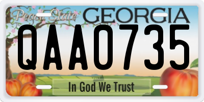 GA license plate QAA0735