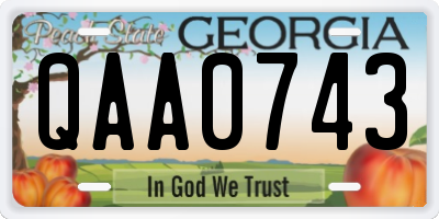 GA license plate QAA0743