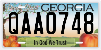 GA license plate QAA0748