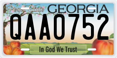 GA license plate QAA0752
