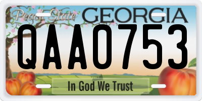 GA license plate QAA0753