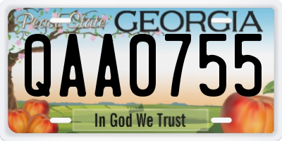 GA license plate QAA0755