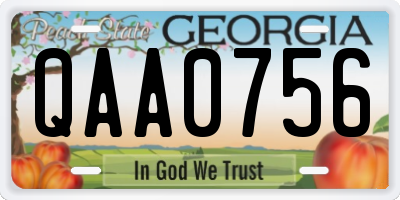 GA license plate QAA0756