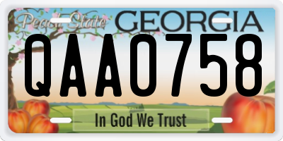 GA license plate QAA0758