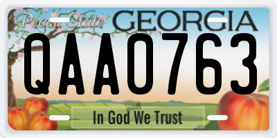 GA license plate QAA0763