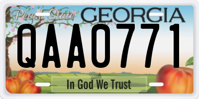 GA license plate QAA0771